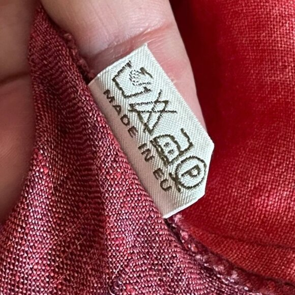 Mara Gibbucci 100% Linen Oversized Tank Size Large Red Striped Pockets Lagenlook - Picture 9 of 11